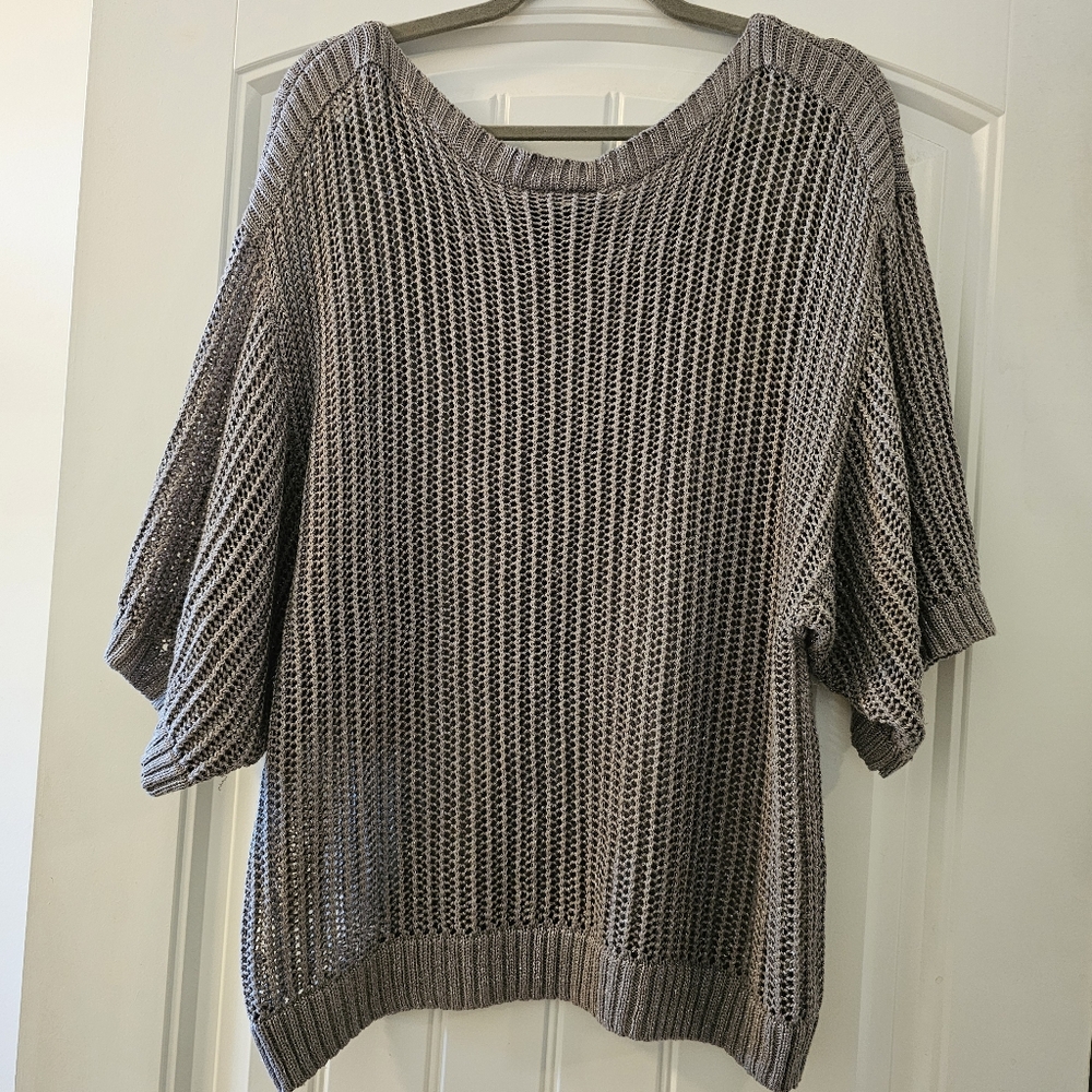 Lane Bryant 14/16 Women's Gray Knit Sweater with Silver Splashes